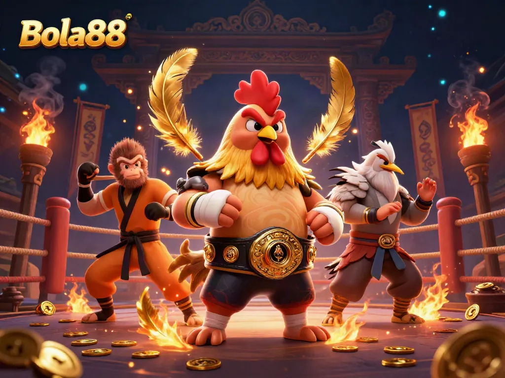 Engage in the thrilling world of Bola88 with dynamic characters in a vibrant casino atmosphere.