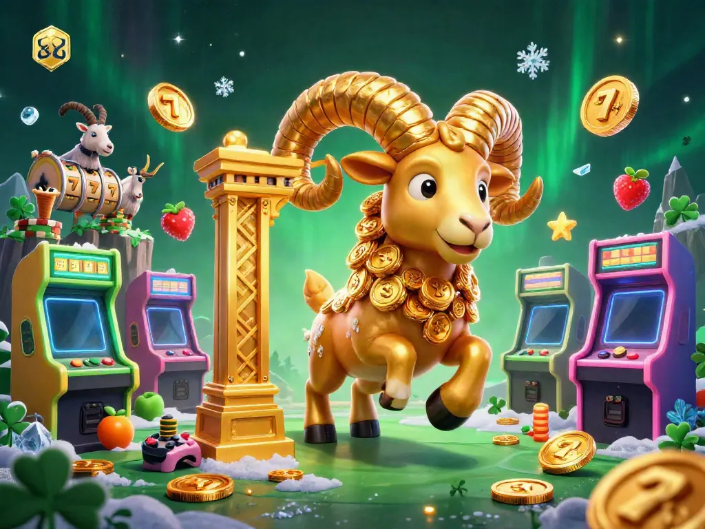 Experience the vibrant online casino excitement with 88ibet's cartoon ram charging through gold, surrounded by slot game elements.