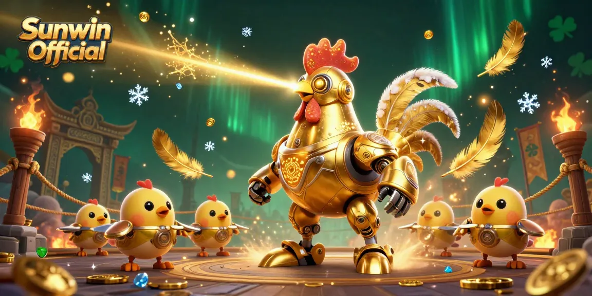 Engage in exciting gameplay with Sunwin Official featuring robot and drone characters in a vibrant casino scene.