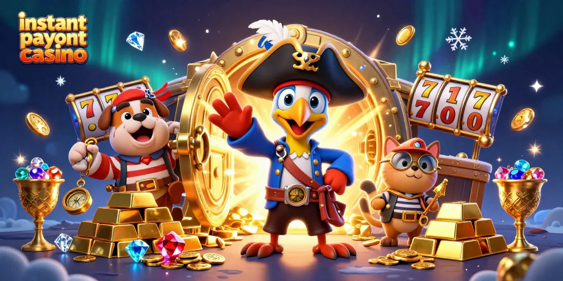 Experience instant payouts at this vibrant pirate-themed casino illustration.