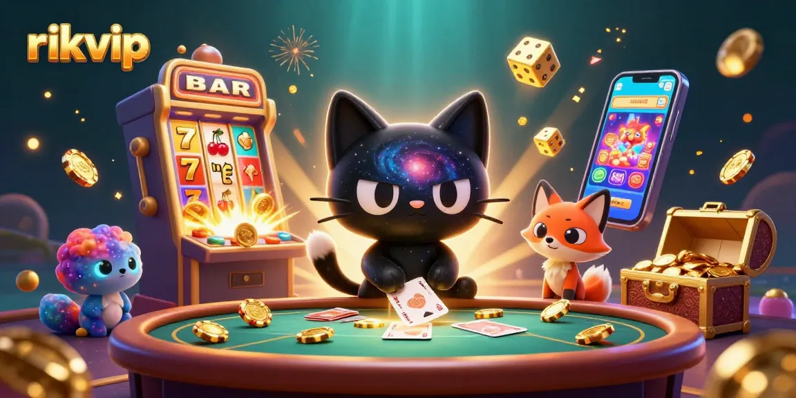 Win exciting jackpots at rikvip with the black hole cat and colorful nebula fox in a cosmic casino.